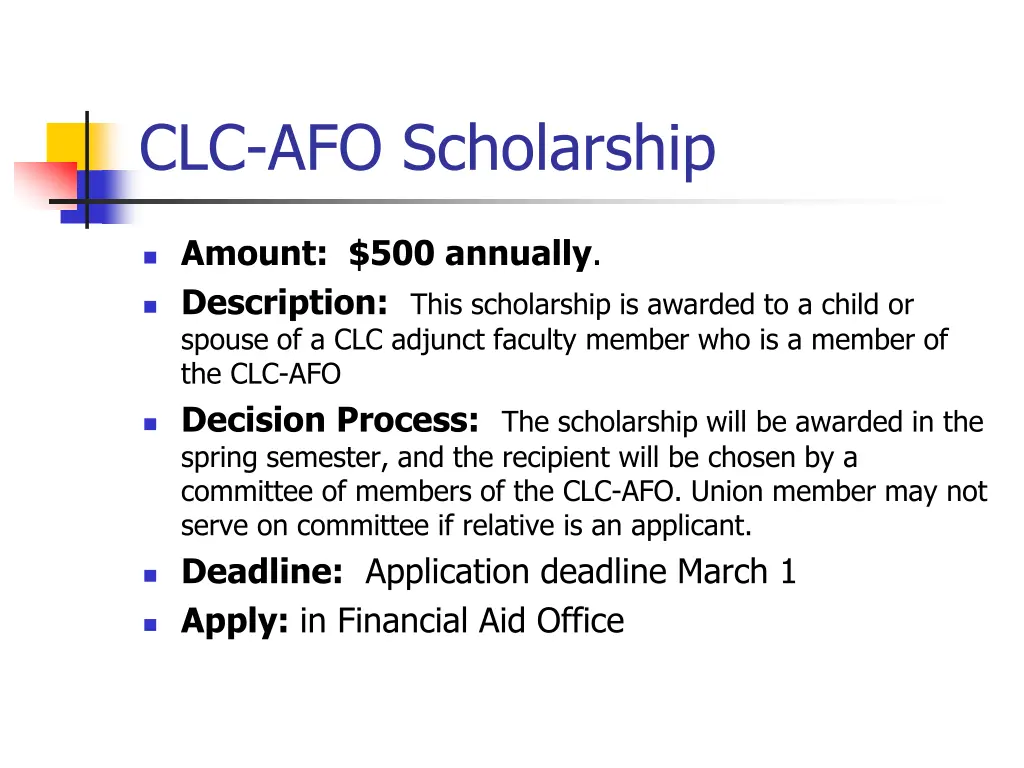 clc afo scholarship
