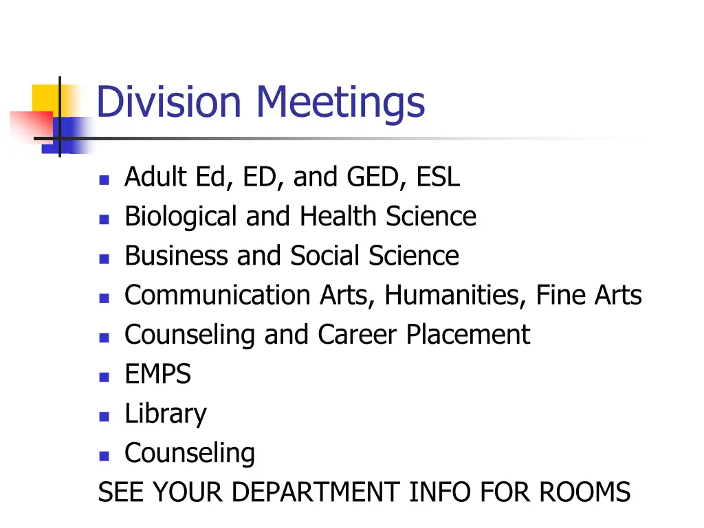 division meetings