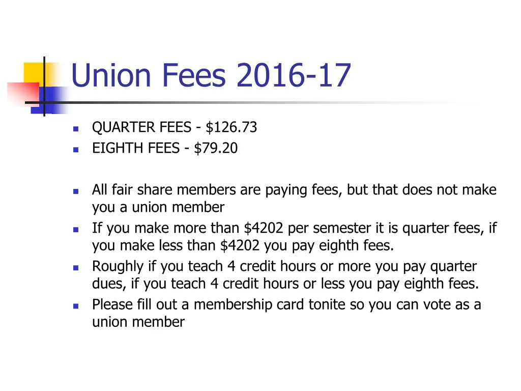union fees 2016 17