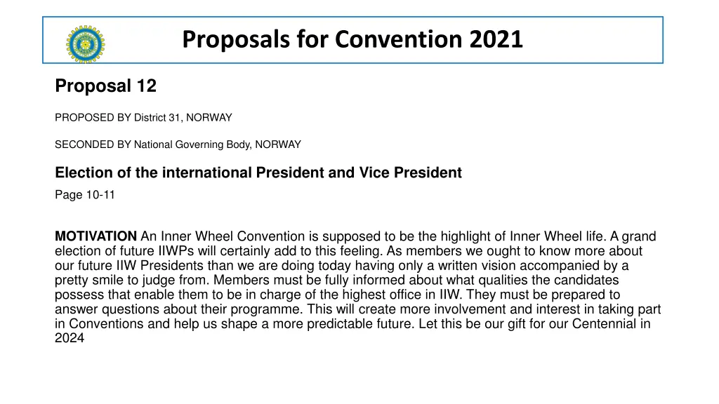 proposals for convention 2021 12