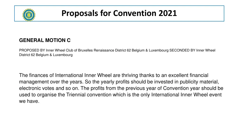 proposals for convention 2021 22