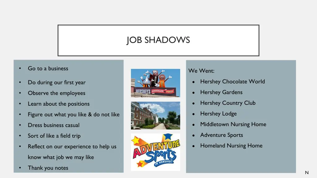 job shadows