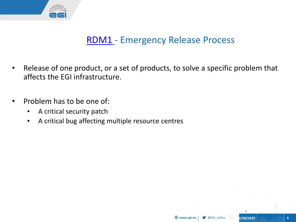 rdm1 emergency release process