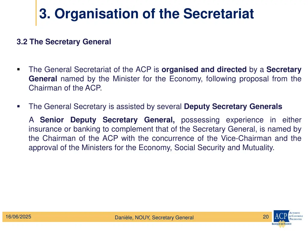 3 organisation of the secretariat 1