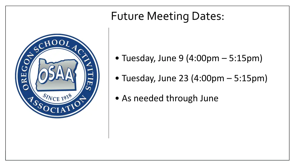 future meeting dates