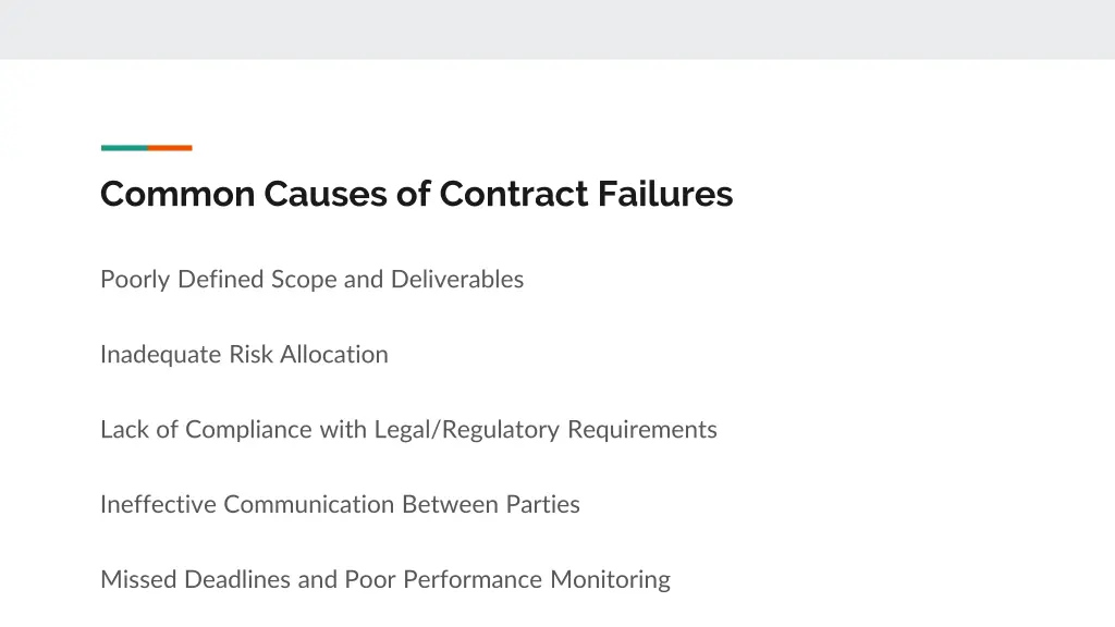 common causes of contract failures