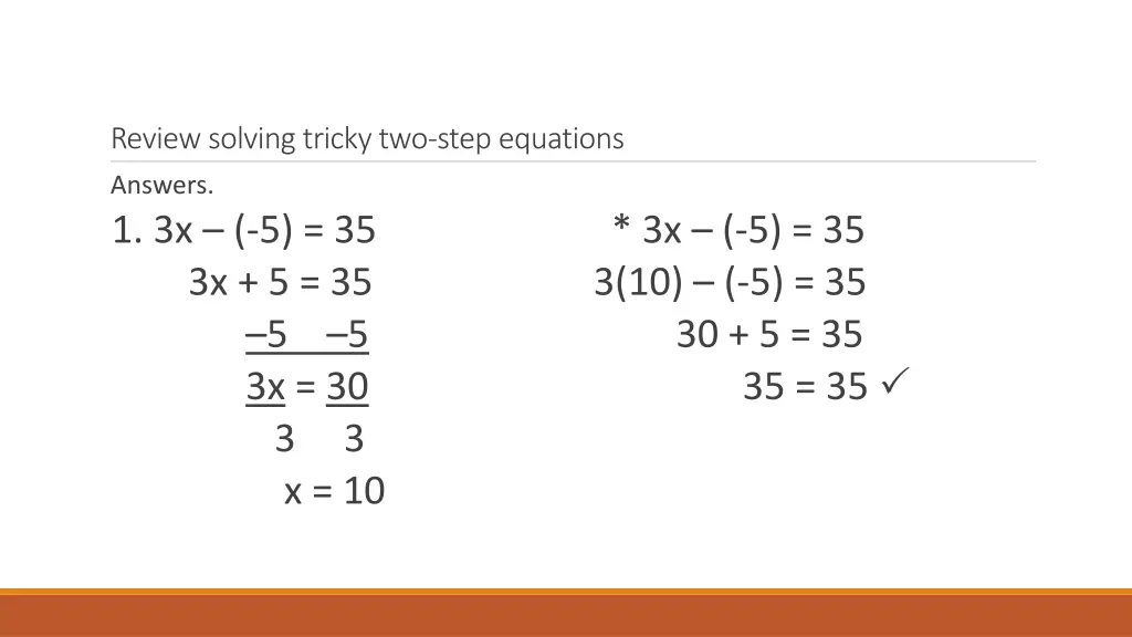 review solving tricky two step equations 2