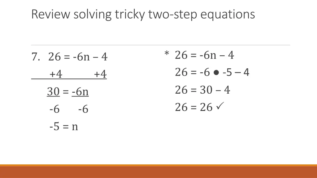 review solving tricky two step equations 5