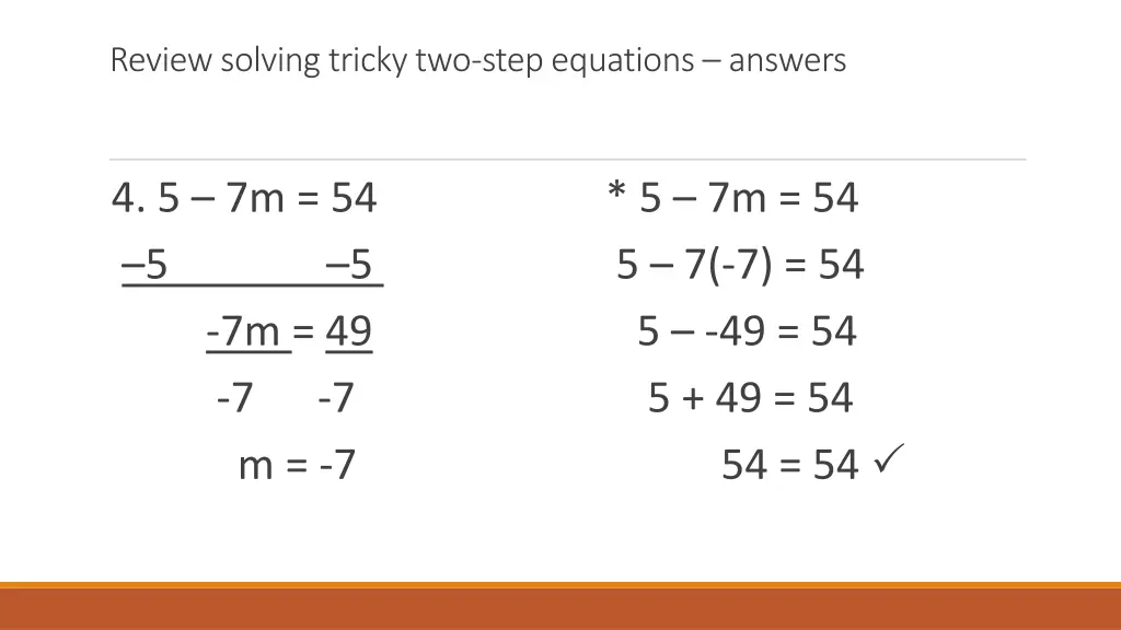 review solving tricky two step equations answers 2