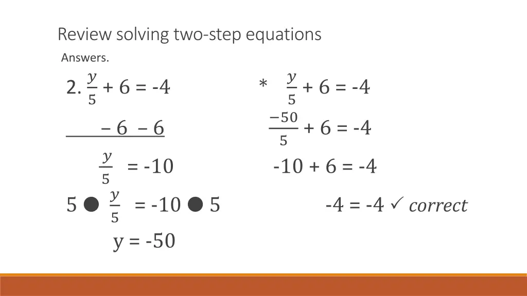 review solving two step equations 1