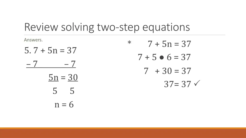 review solving two step equations 4
