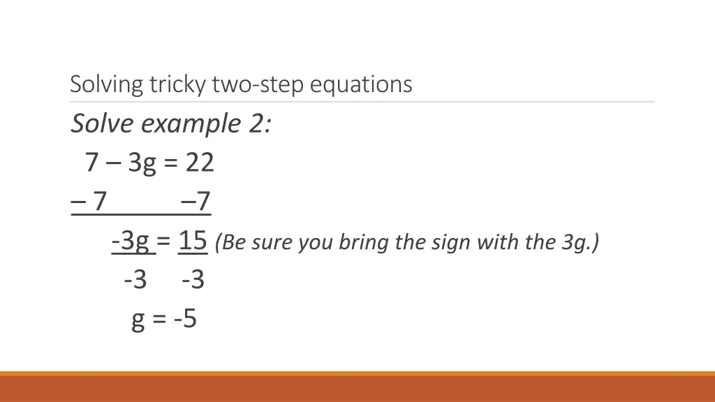 solving tricky two step equations solve example