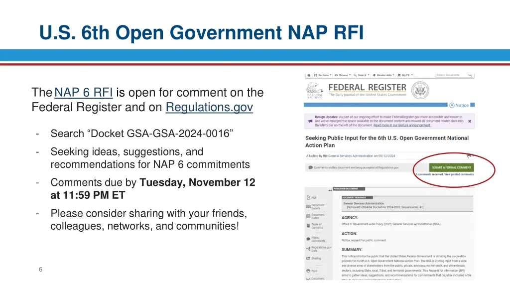 u s 6th open government nap rfi