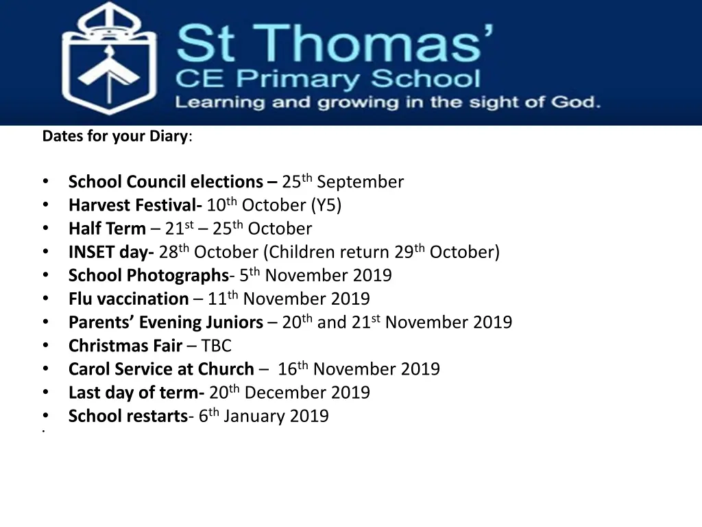 dates for your diary