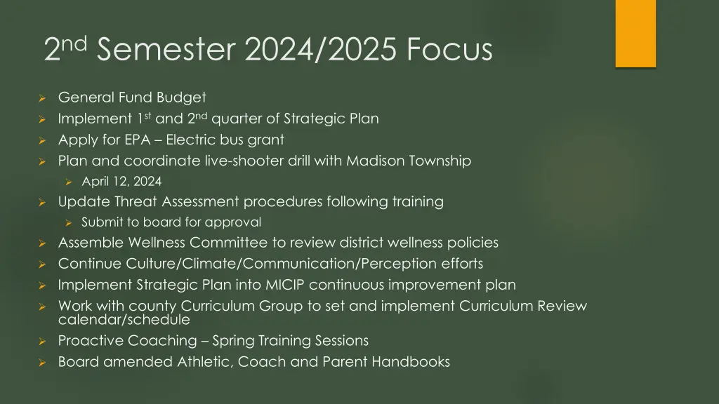 2 nd semester 2024 2025 focus