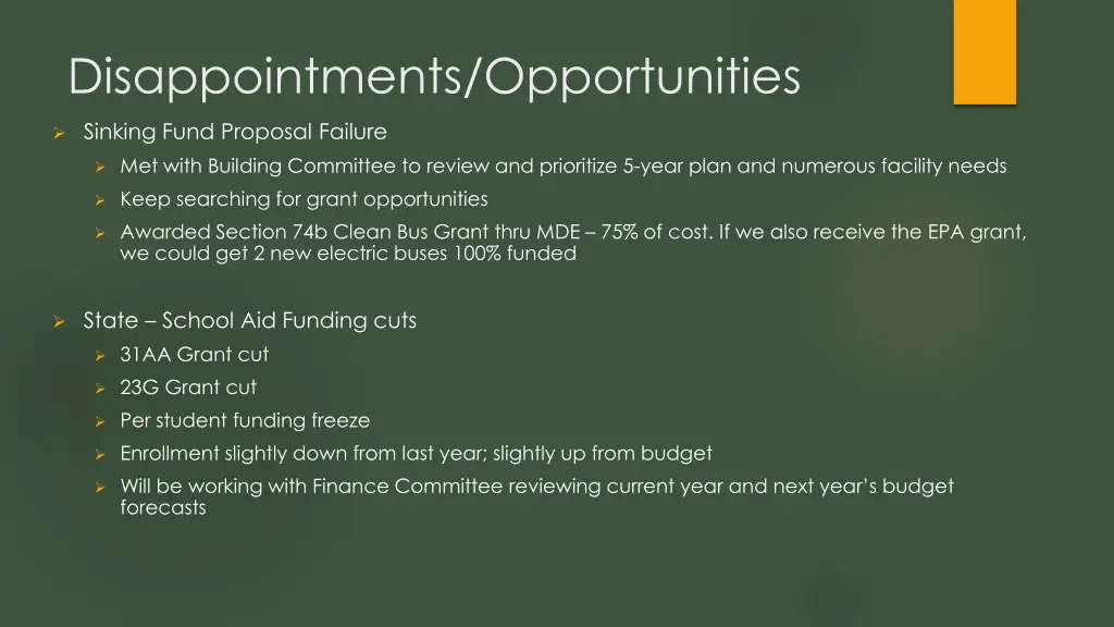 disappointments opportunities