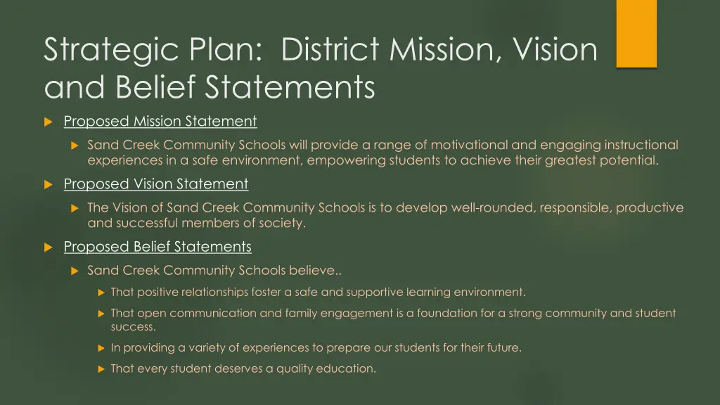 strategic plan district mission vision and belief