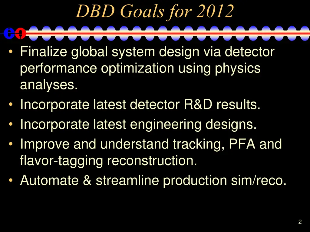 dbd goals for 2012
