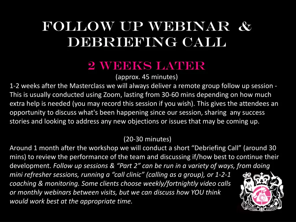 follow up webinar debriefing call