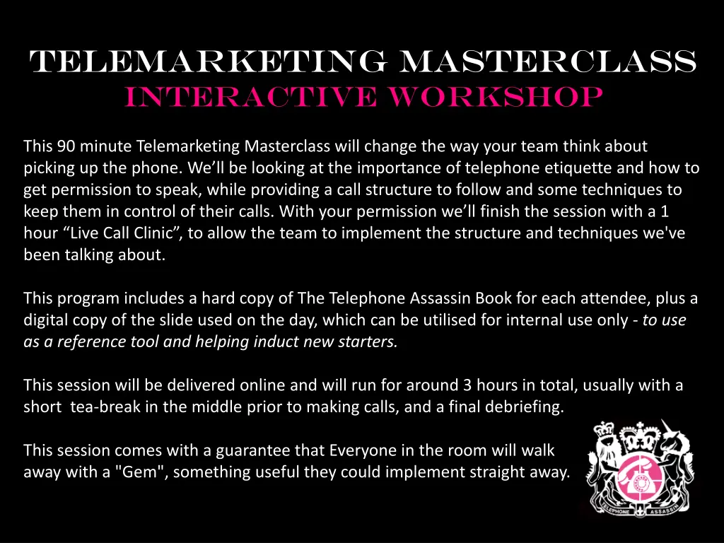 telemarketing masterclass interactive workshop