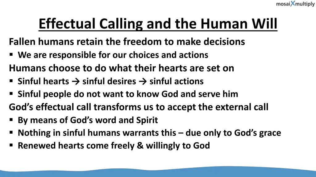 effectual calling and the human will