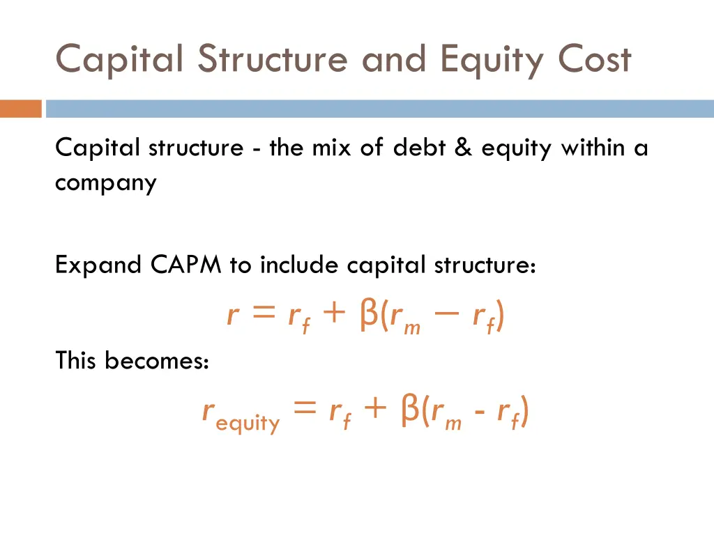 capital structure and equity cost