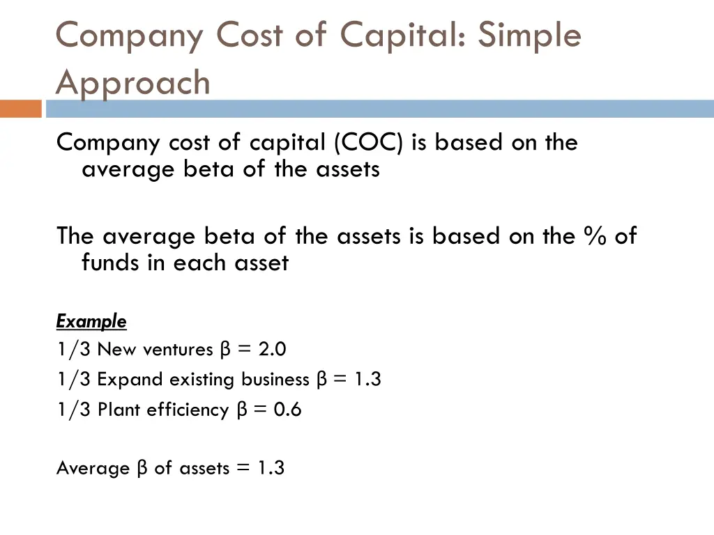 company cost of capital simple approach