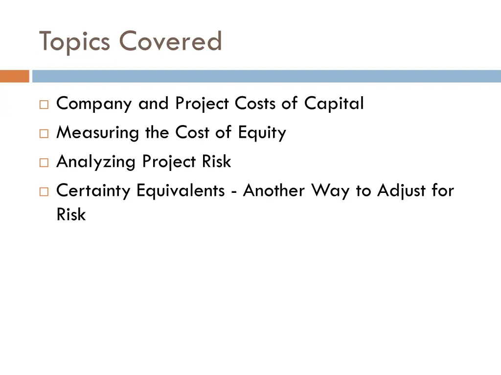topics covered