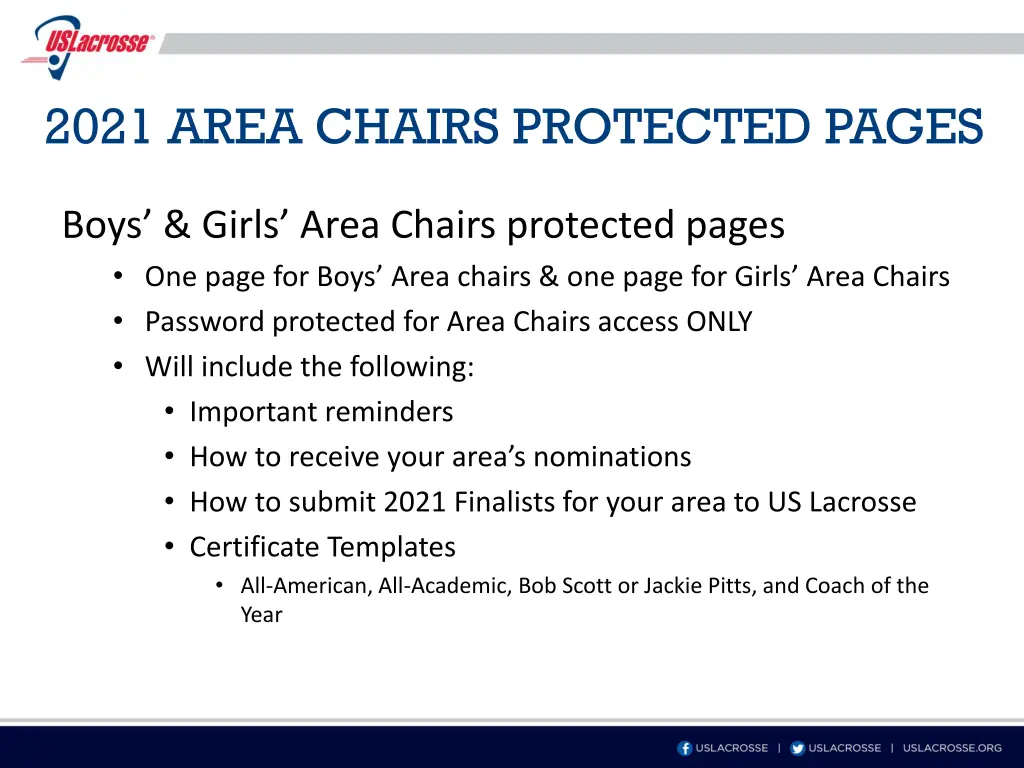 2021 area chairs protected pages