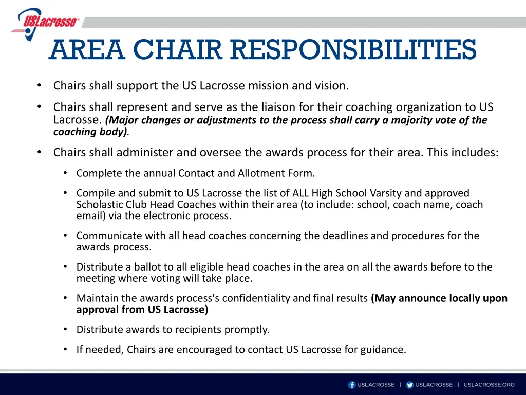 area chair responsibilities