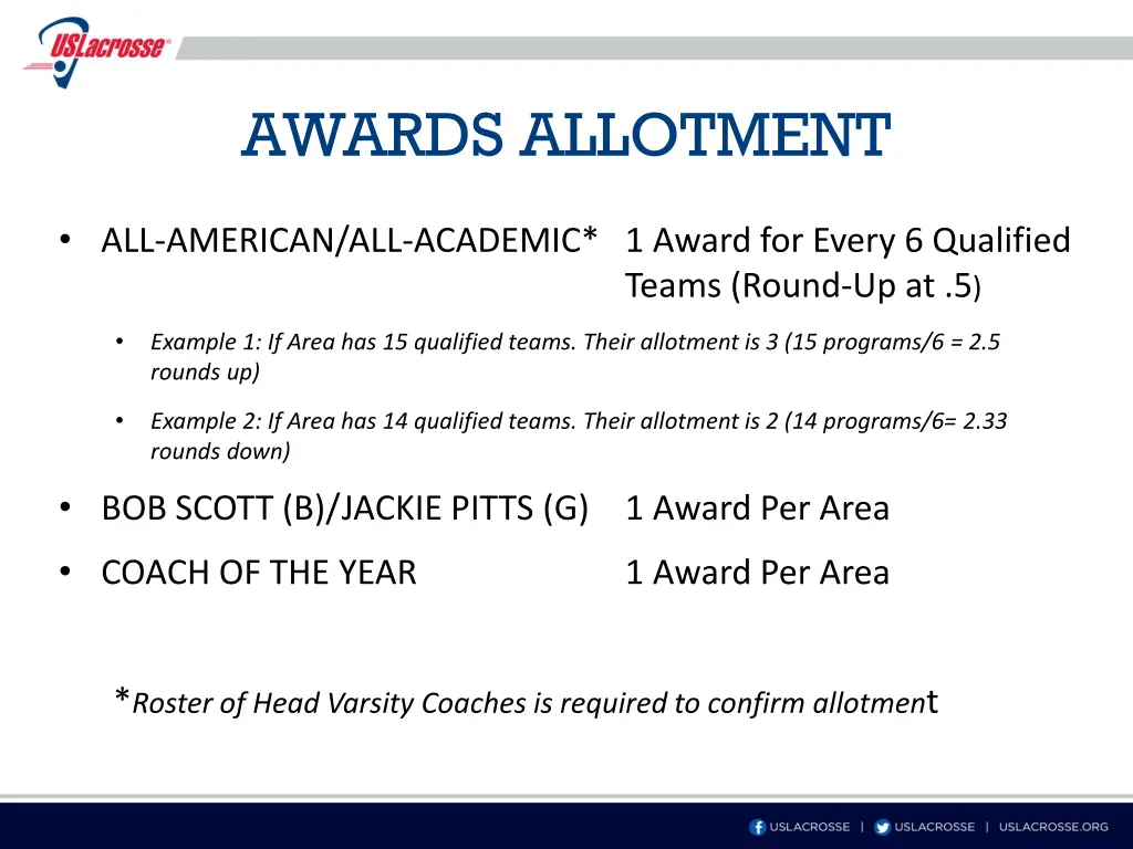awards allotment