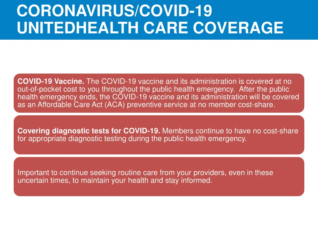 coronavirus covid 19 unitedhealth care coverage