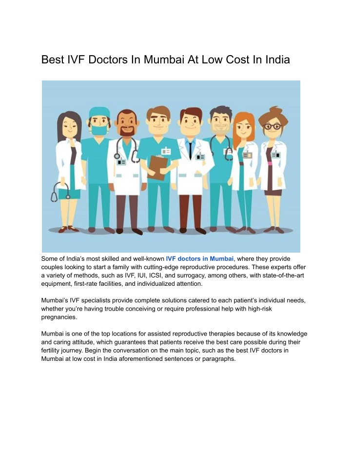 best ivf doctors in mumbai at low cost in india