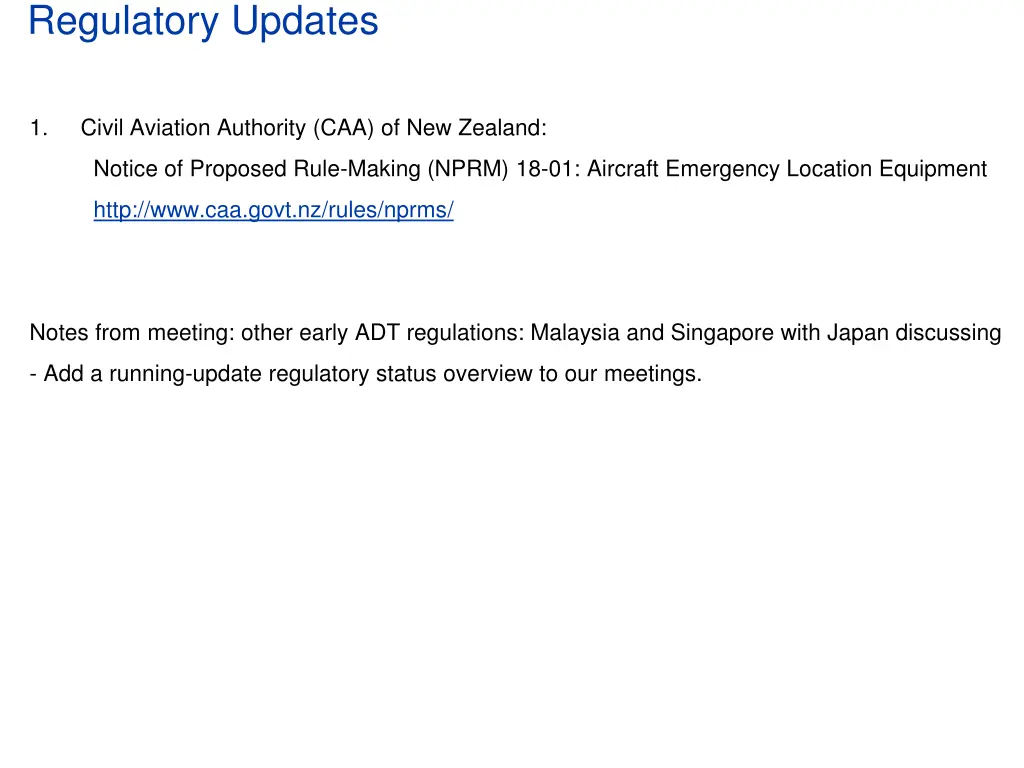 regulatory updates