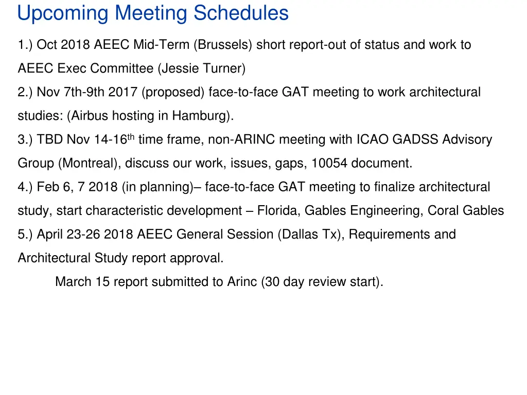 upcoming meeting schedules