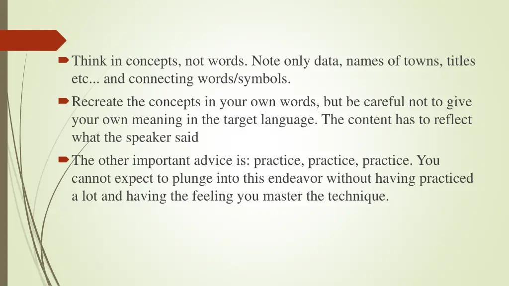 think in concepts not words note only data names