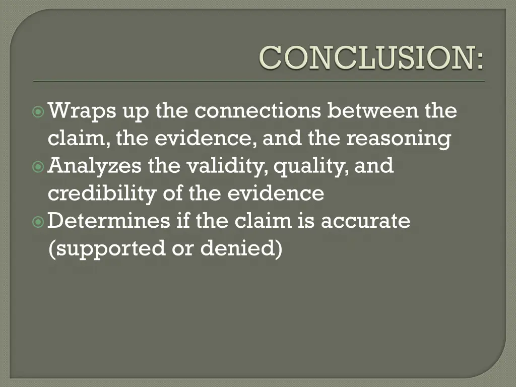 wraps up the connections between the claim