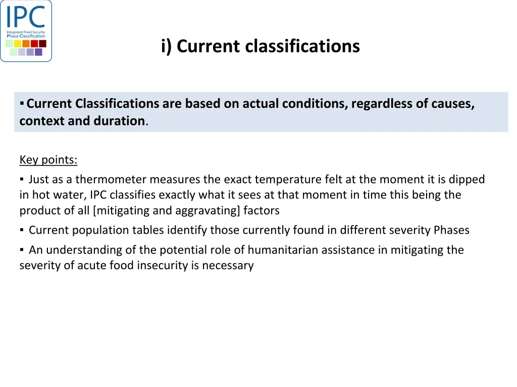 i current classifications