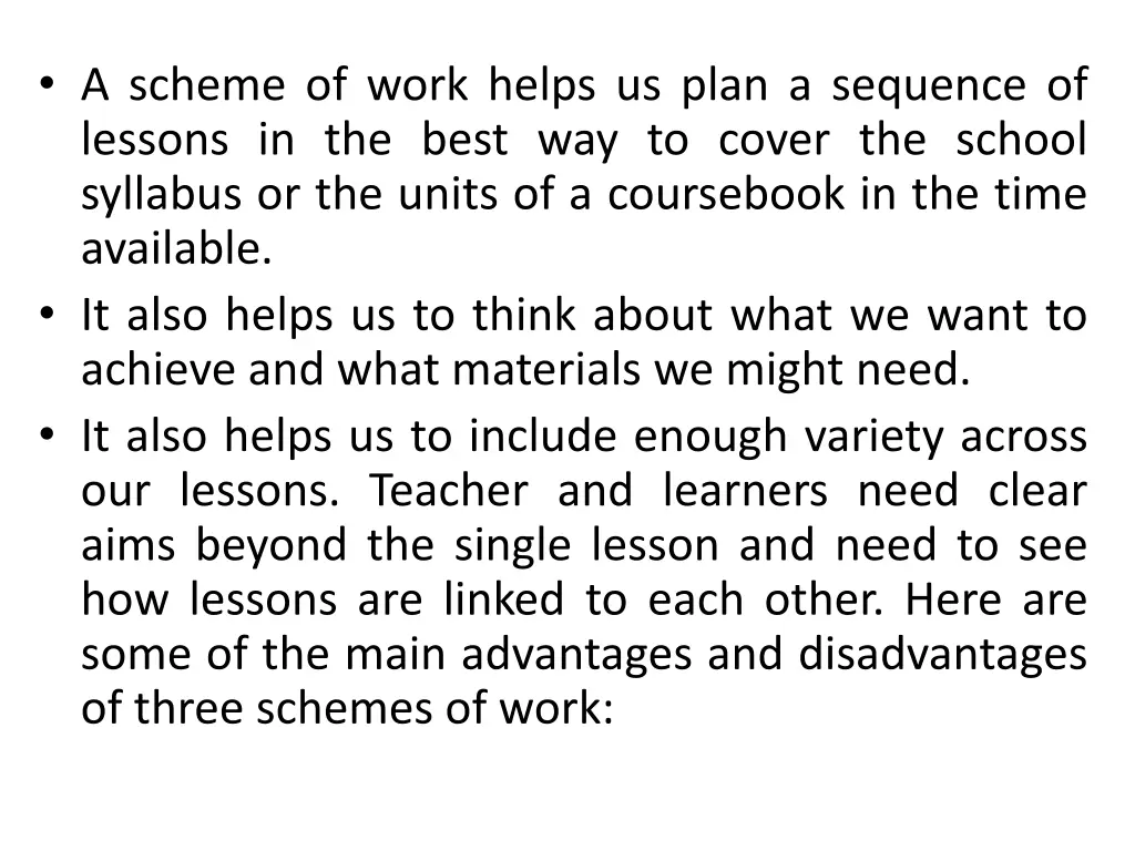 a scheme of work helps us plan a sequence