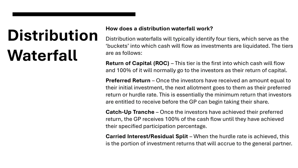 how does a distribution waterfall work