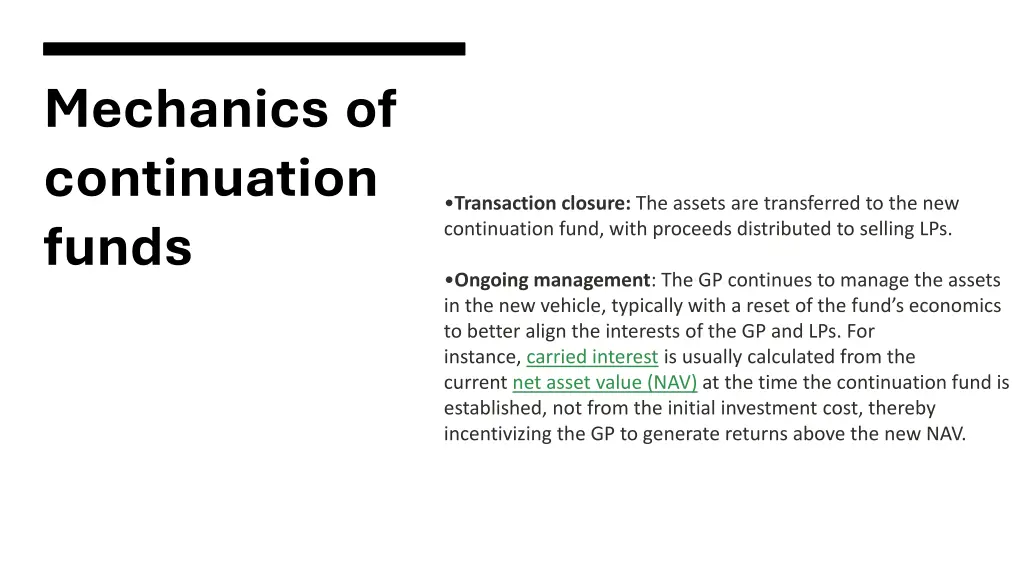 mechanics of continuation funds