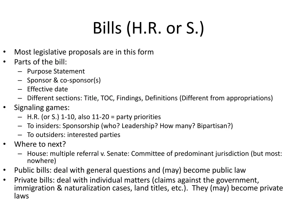 bills h r or s