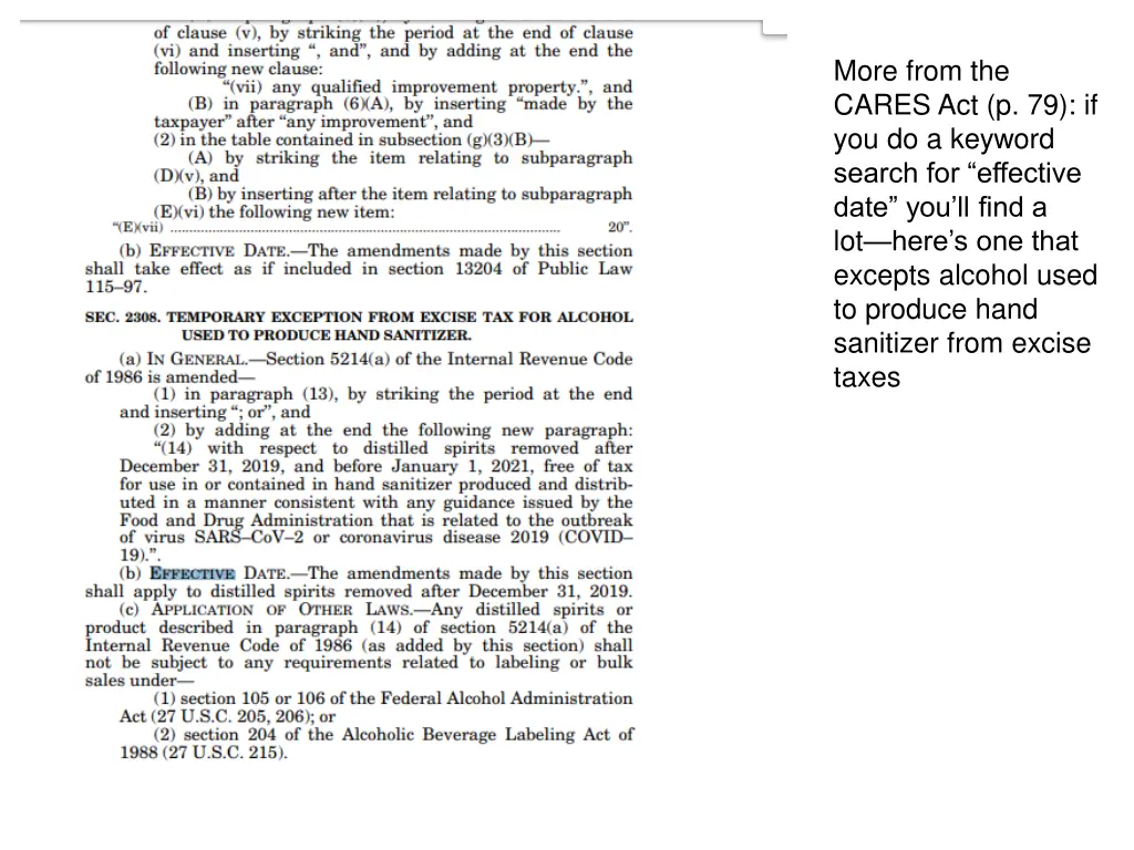 more from the cares act p 79 if you do a keyword