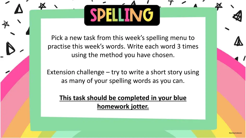 pick a new task from this week s spelling menu
