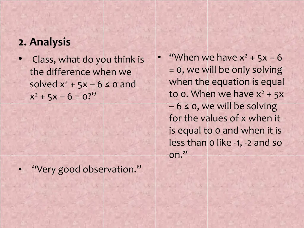 2 analysis class what do you think
