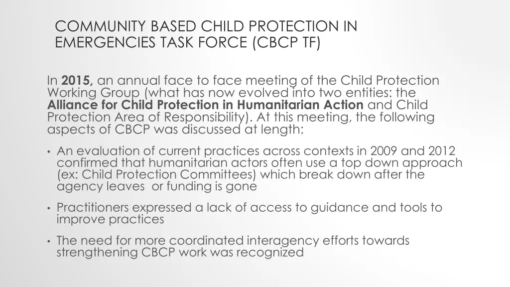 community based child protection in emergencies