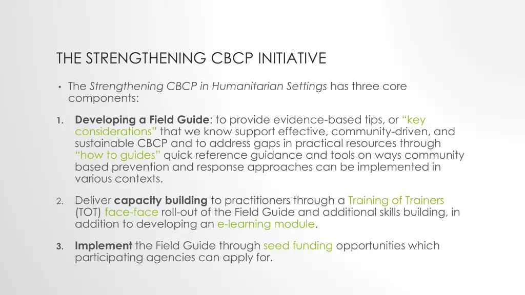 the strengthening cbcp initiative