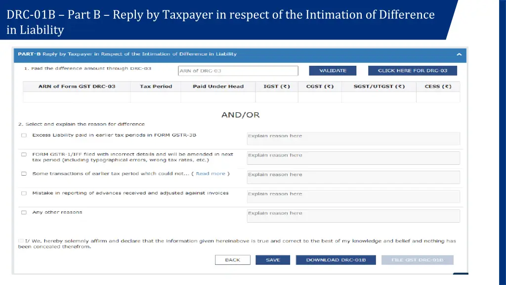drc 01b part b reply by taxpayer in respect