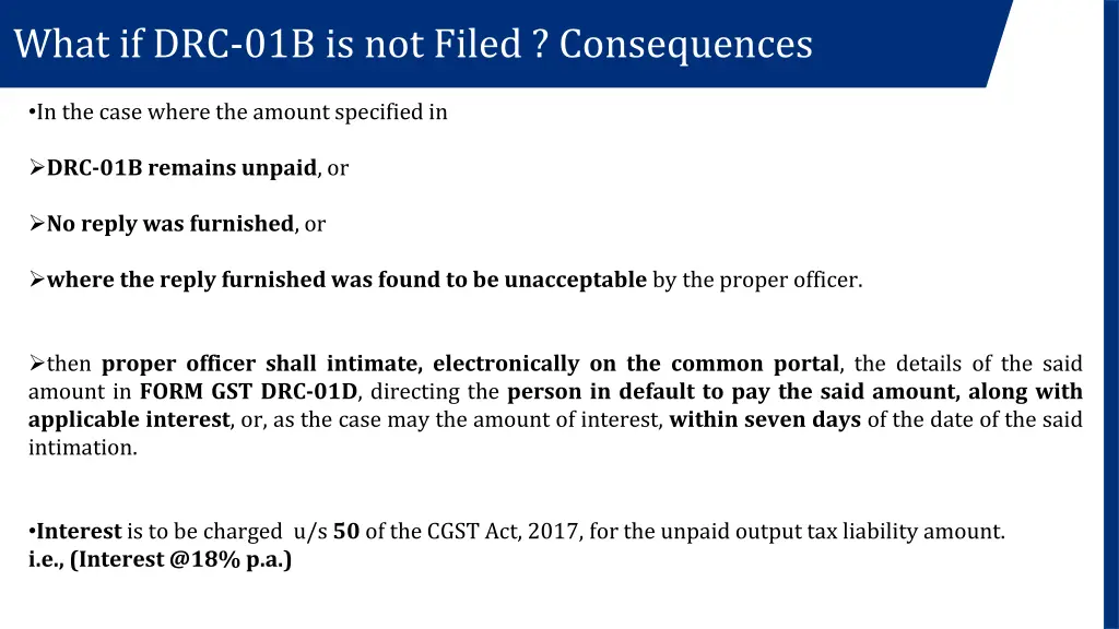 what if drc 01b is not filed consequences