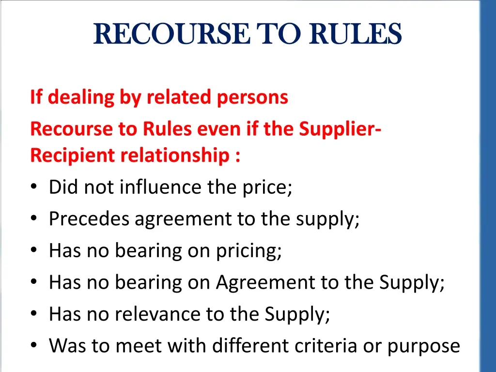 recourse to rules recourse to rules 1